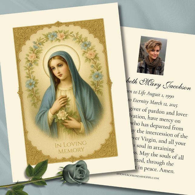 Visite Carte de prière funéraire catholique Sainte Vierge (Créateur téléchargé)