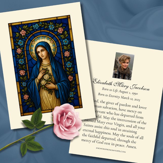 Visite Carte de prière funéraire catholique Sainte Vierge (Créateur téléchargé)