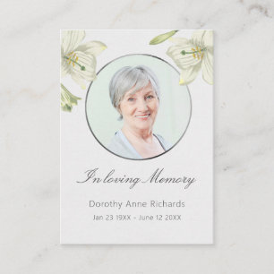 Visite Carte de prière funéraire commémorative Liliam