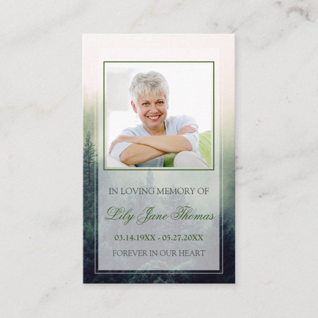 Visite Carte de prière funéraire de forêt, carte de prièr (Devant)