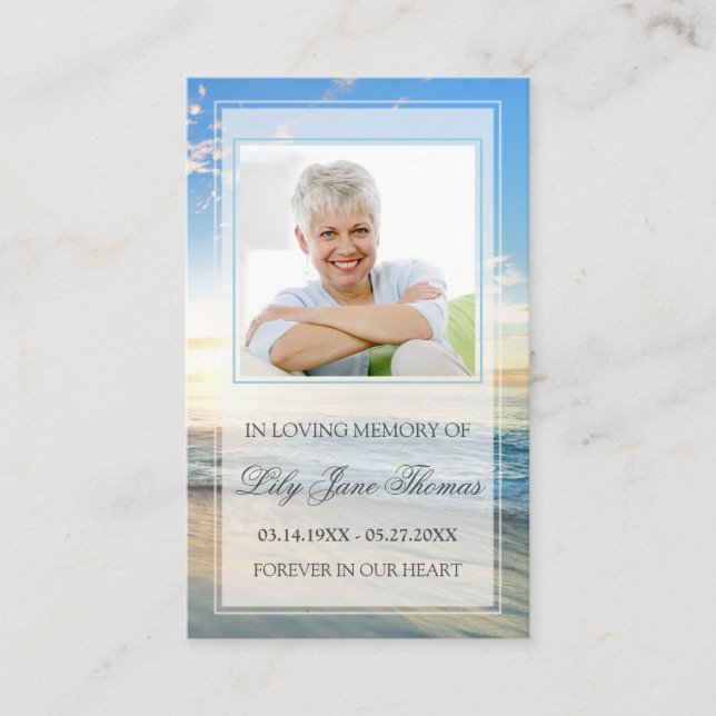 Visite Carte de prière funéraire de plage | Dans la mémoi (Devant)