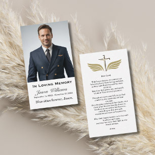 Visite Carte de prière funéraire en mémoire avec photo -