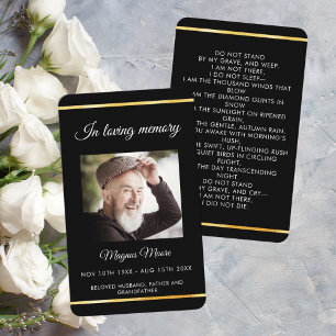 Visite Carte de prière funéraire en or noir