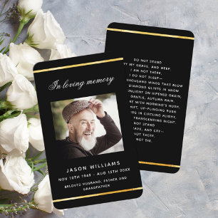 Visite Carte de prière funéraire en or noir