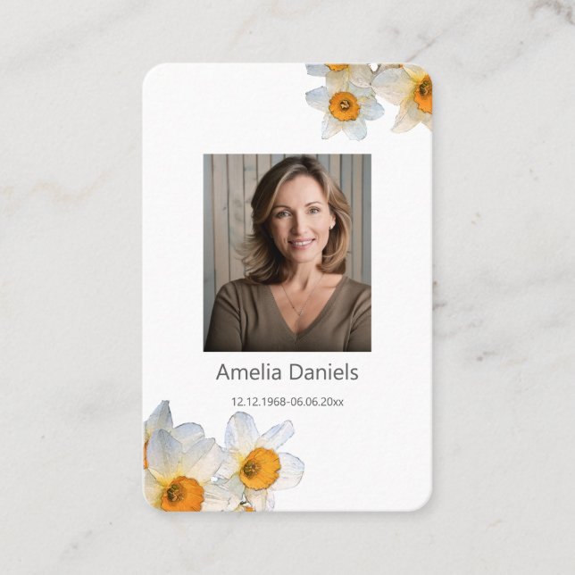 Visite Carte de prière funéraire jonquille  (Devant)