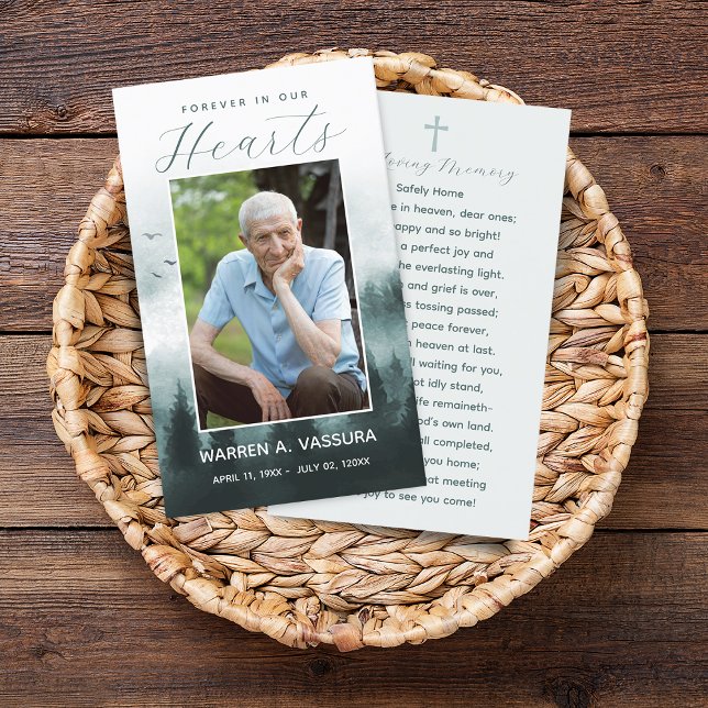 Visite Carte de prière funéraire mémorial de la forêt nat (Forest Nature Funeral Memorial Prayer Photo Card)