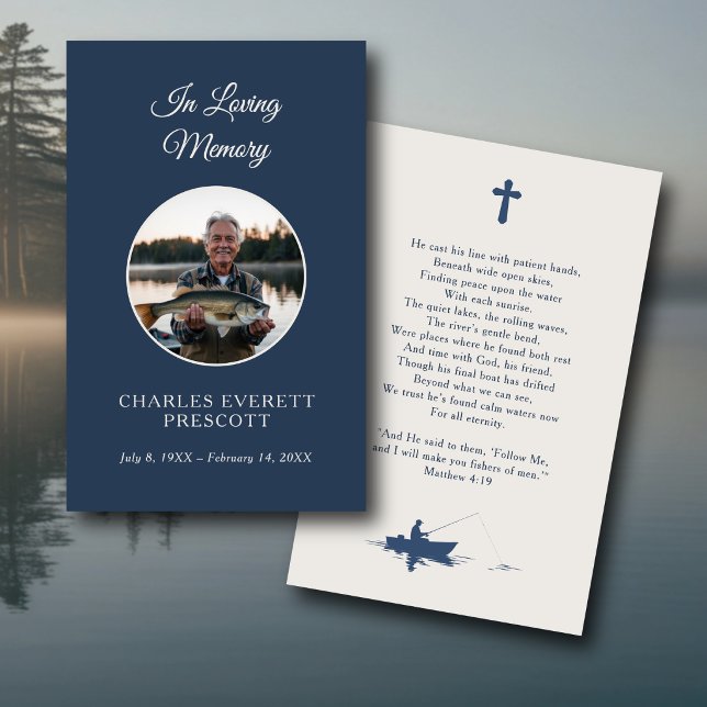 Visite Carte de prière funéraire mémorial pêcheur Bleu (Créateur téléchargé)