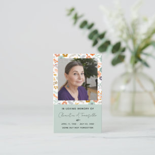 Visite Carte de prière funéraire photo de colombe florale