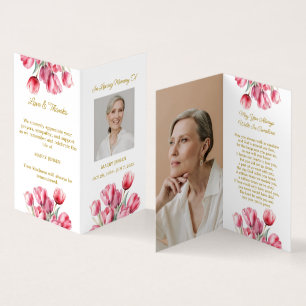Visite Carte de prière funéraire photo de tulipe pliée