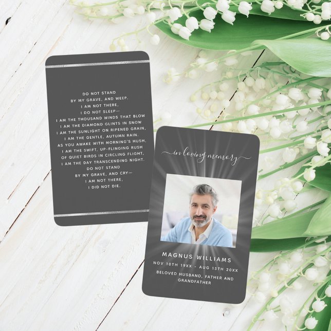 Visite Carte de prière funéraire photo gris (Créateur téléchargé)
