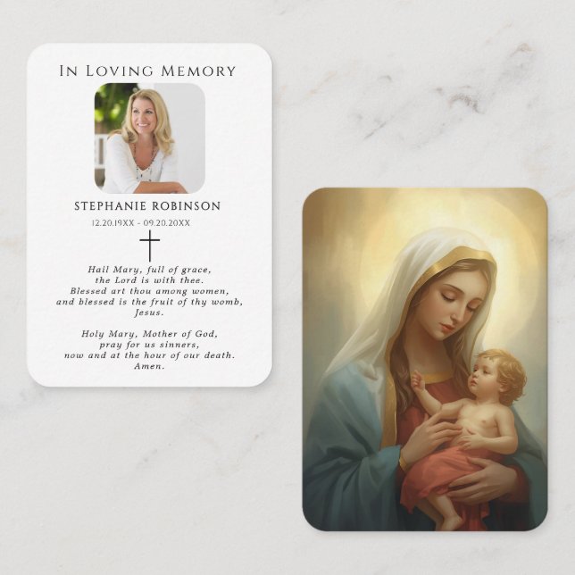 Visite Carte de prière funéraire religieuse catholique de (Devant / Derrière)