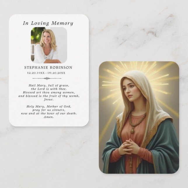 Visite Carte de prière funéraire religieuse catholique Vi (Devant / Derrière)