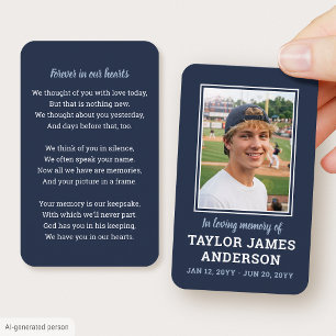 Visite Carte de prière funéraire simple avec photo Navy