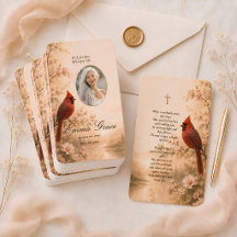 Carte de prière mémorial avec photo de cardinal da