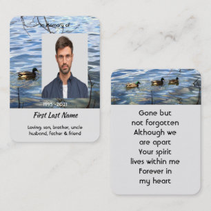 Visite Carte de prière Mémorial Cadeau Lac Canards Oiseau