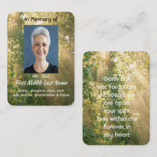 Visite Carte de prière Mémorial Soleil doré Forêt