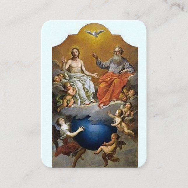 Visite Carte de prière Omnipotentia Patris Holy Trinity (Devant)
