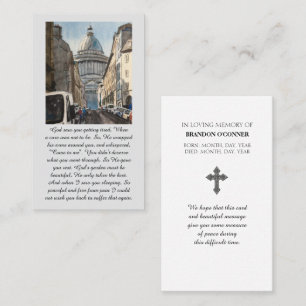 Visite Carte de prière Paris Aquarelle Bleu Rouge Jaune
