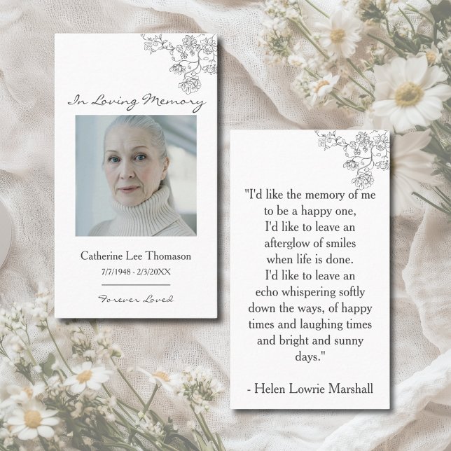 Visite Carte de prière photo florale élégante (Elegant Floral Photo Prayer Card
)