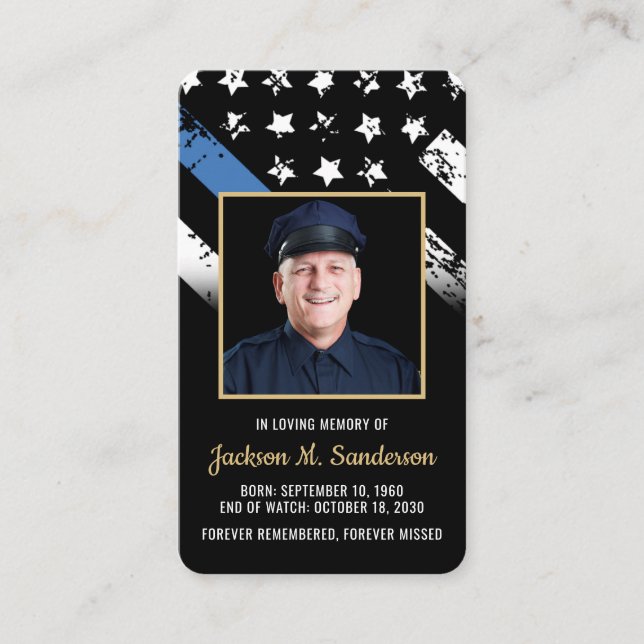 Visite Carte de prière photo funéraire de la police (Devant)