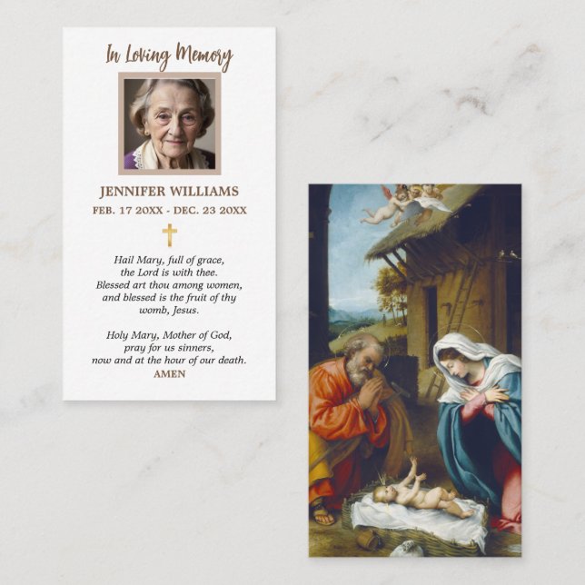 Visite Carte de prière pour Jésus dans la crèche de Noël (Devant / Derrière)