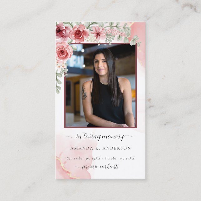 Visite Carte de prière pour les funérailles rouges en mém (Devant)