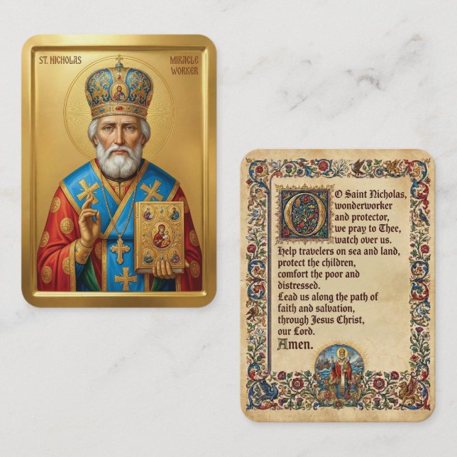 Visite carte de prière Saint Nicolas (Devant / Derrière)