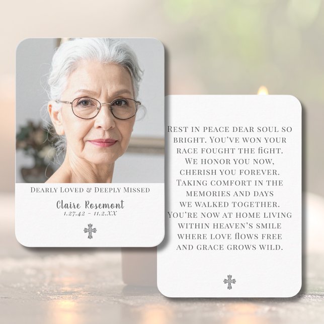 Visite Carte de prière simple pour funérailles avec photo (Simple Funeral Photo Prayer Card
)