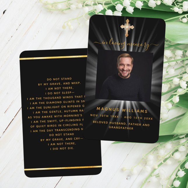 Visite Carte de prières funéraires croisées en or noir (Créateur téléchargé)