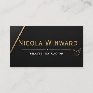 Visite Carte de professeur de Pilates en or noir