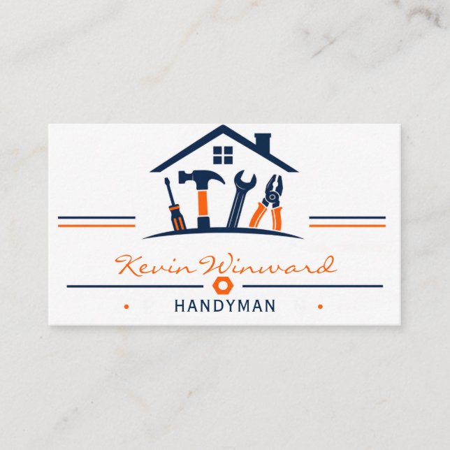 Visite Carte de professionnel bleu et orange moderne (Devant)