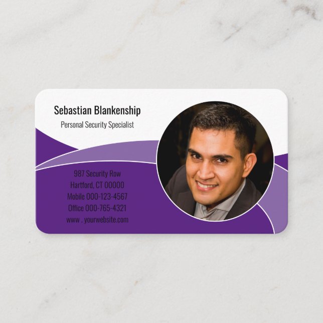 Visite Carte de professionnel de la sécurité violet abstr (Devant)