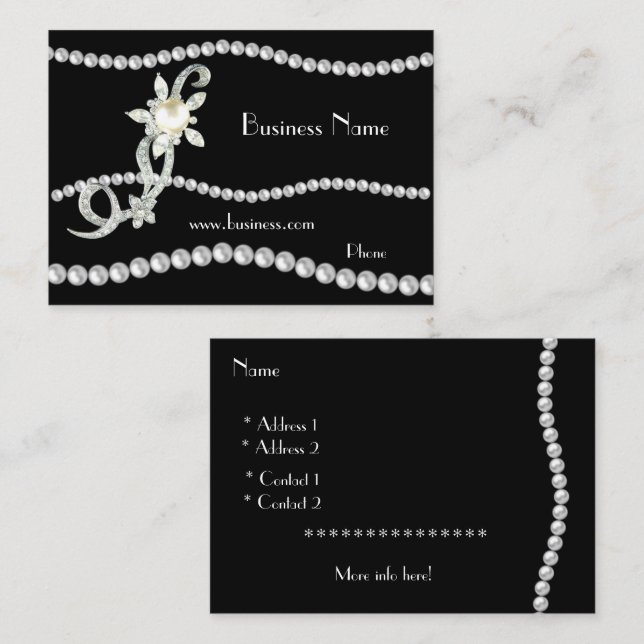 Visite Carte de profil Affaires Ornements Perles Bijoux ( (Devant / Derrière)