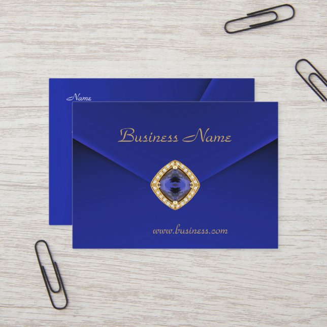 Visite Carte de profil Affaires Riche Bleu Velours Look (Devant/Arrière en situation)