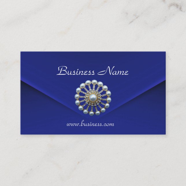 Visite Carte de profil Affaires Riche Velours Bleu Perles (Devant)