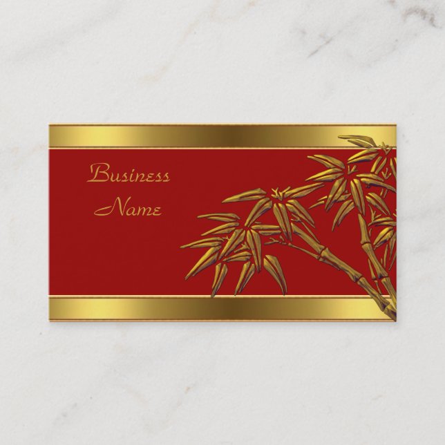 Visite Carte de profil Bamboo rouge or asiatique (Devant)