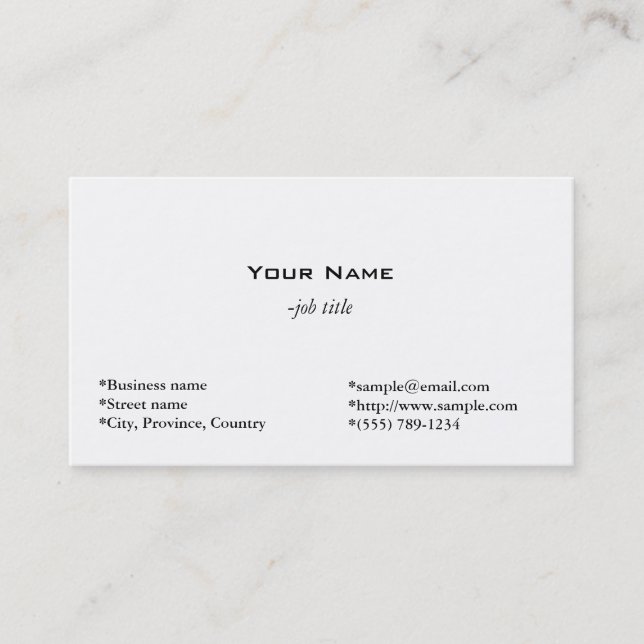 Visite carte de profil blanche simple, simple et cool (Devant)