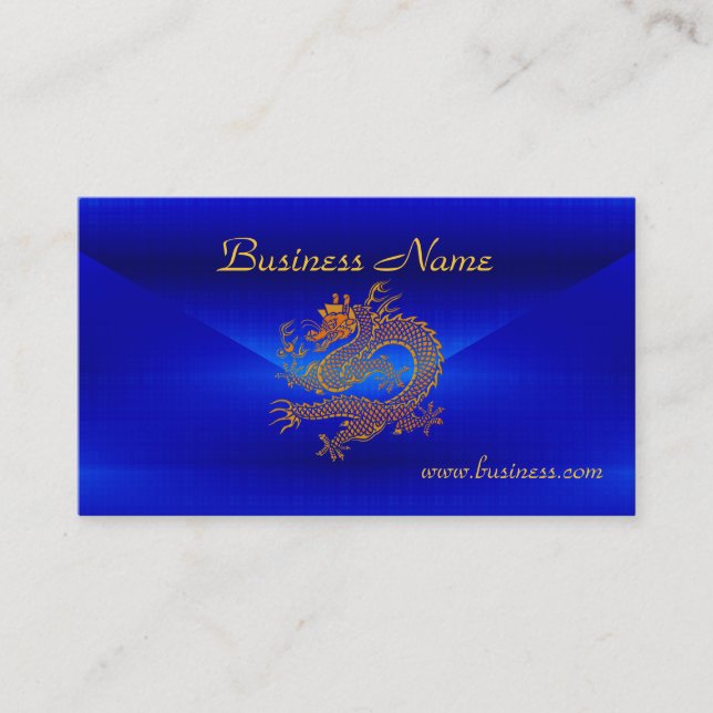 Visite Carte de profil Business Blue Gold Dragon 2 (Devant)