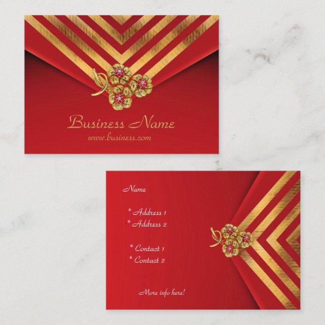 Visite Carte de profil Business Gold Stripe Rouge Velvet  (Devant / Derrière)