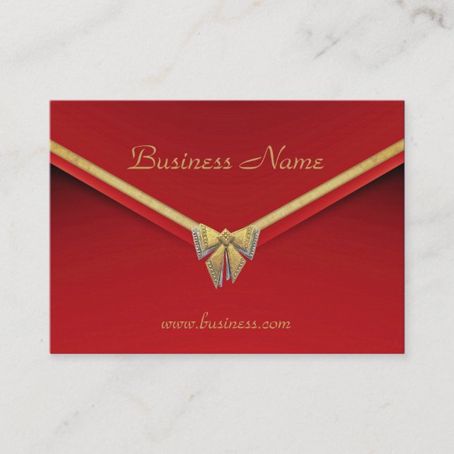 Visite Carte de profil Business Red Gold Bow (Devant)