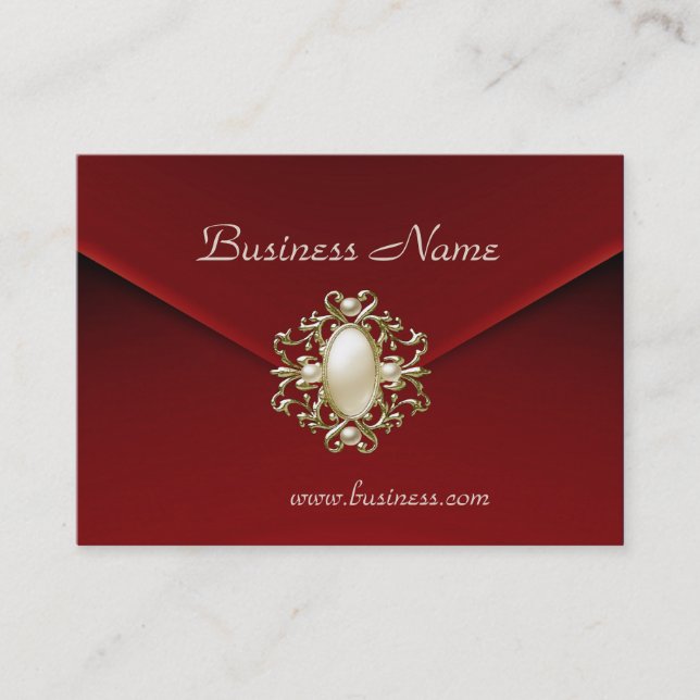 Visite Carte de profil Business Rich Red Velvet Pearl Jew (Devant)