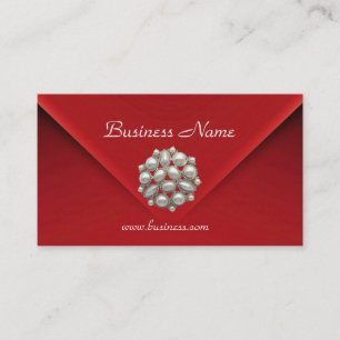 Visite Carte de profil Business Rich Red Velvet Pearls
