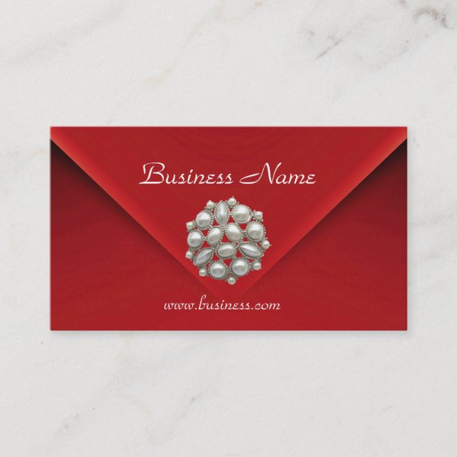 Visite Carte de profil Business Rich Red Velvet Pearls (Devant)