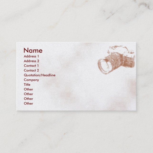Visite Carte de profil de caméra (Devant)