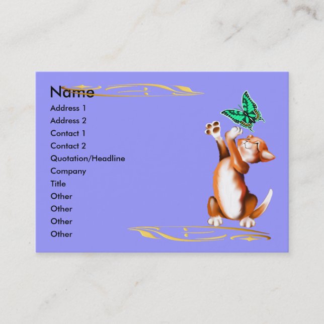 Visite Carte de profil de chaton et de papillon (Devant)