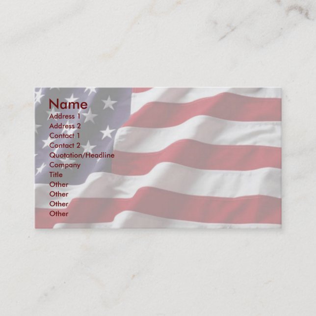 Visite Carte de profil de drapeau des Etats-Unis (Devant)