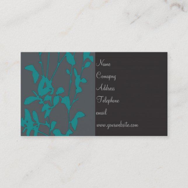 Visite Carte de profil de feuillage rétro gris Turquoise (Devant)