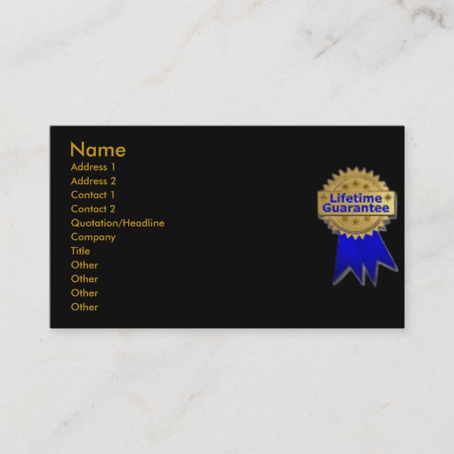 Visite Carte de profil de garantie à vie (Devant)