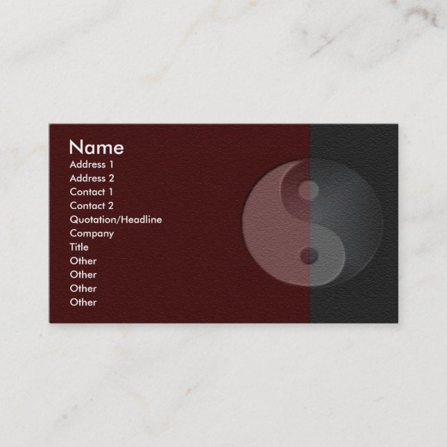 Visite Carte de profil de grès de Yin Yang (Devant)
