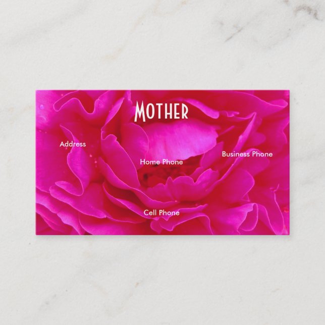Visite Carte de profil de la mère rose (Devant)